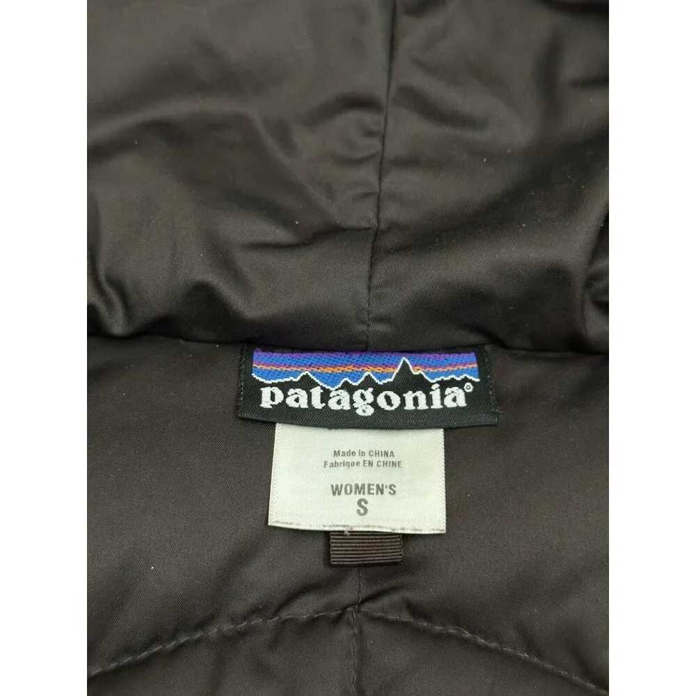 PATAGONIA Jacket Women’s Downtown Loft Parka Goose Down Puffer Hood Coat Brown S - Picture 5 of 10
